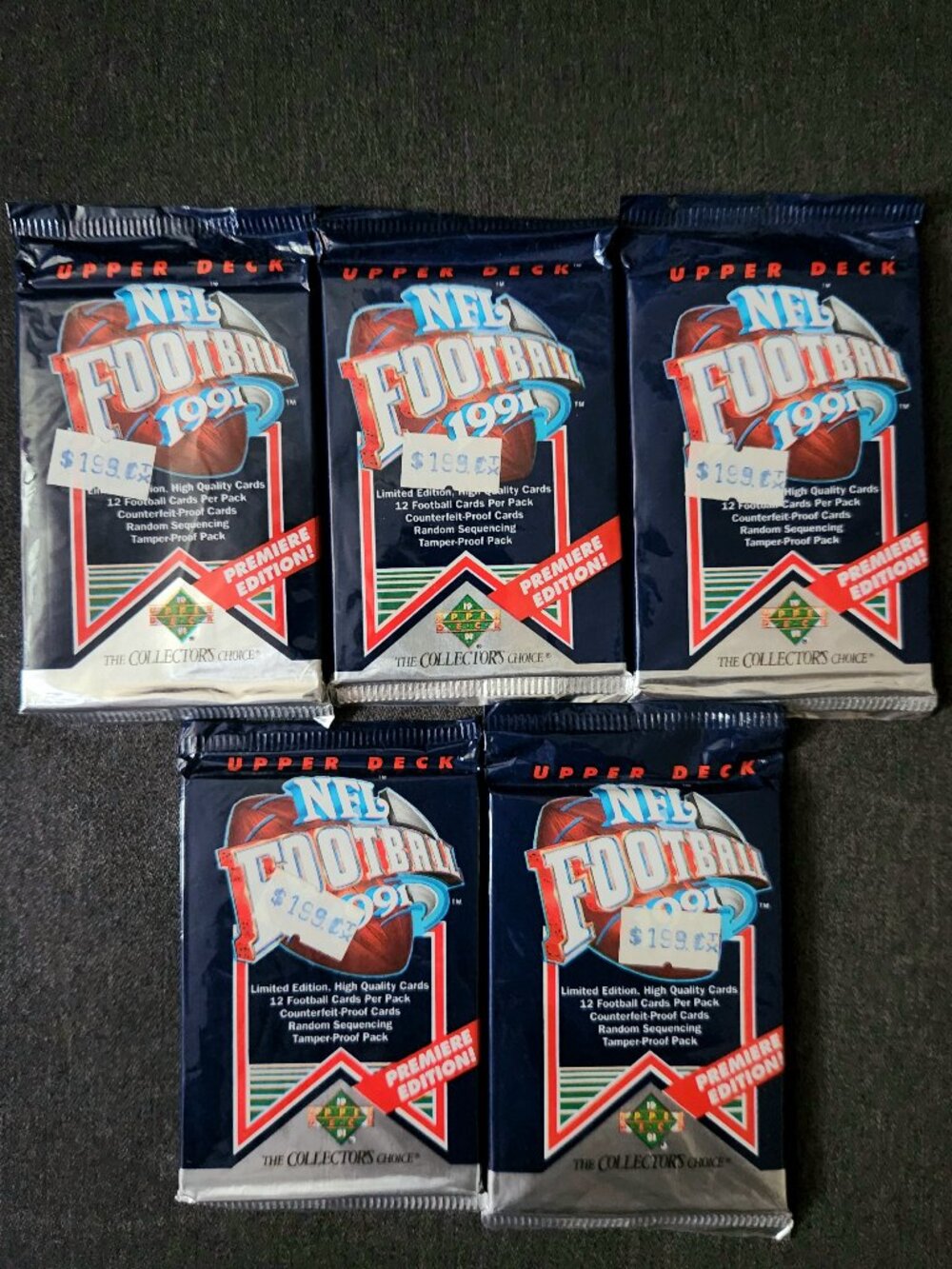 Upper Deck NFL 1991 Premiere Edition Sealed Packs Vintage Football Cards
